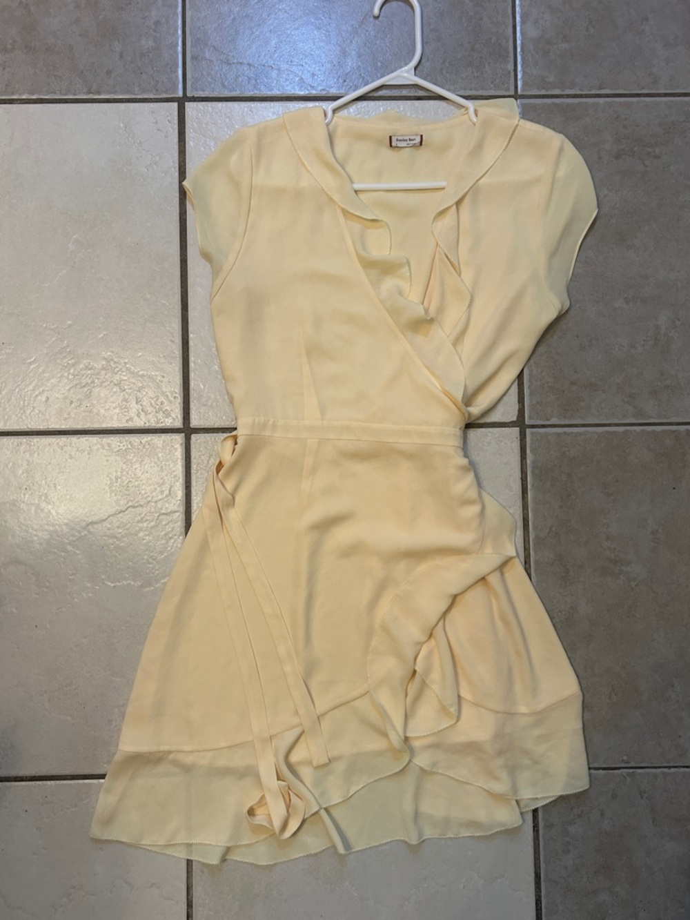 Sunday Best Butter Yellow Ruffle Wrap Mini Dress